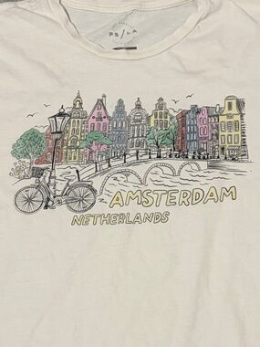 Women's PS/LA Cream Colored Amsterdam Boyfriend T-Shirt - SMALL